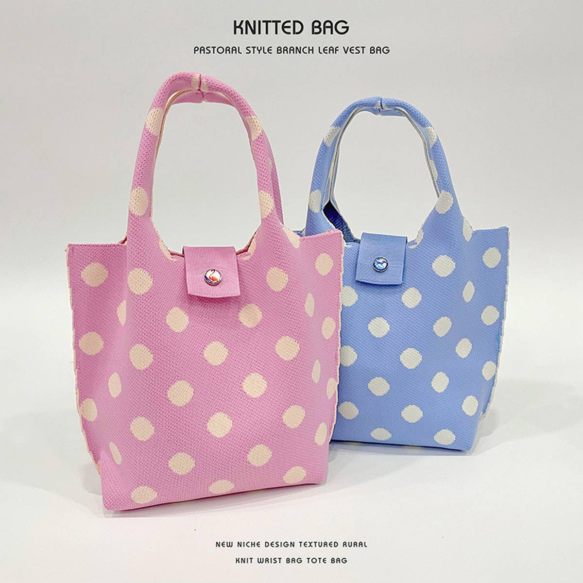 LARGE CAPACITY POLKA DOT KNITTED TOTE BAG_CWAB1541