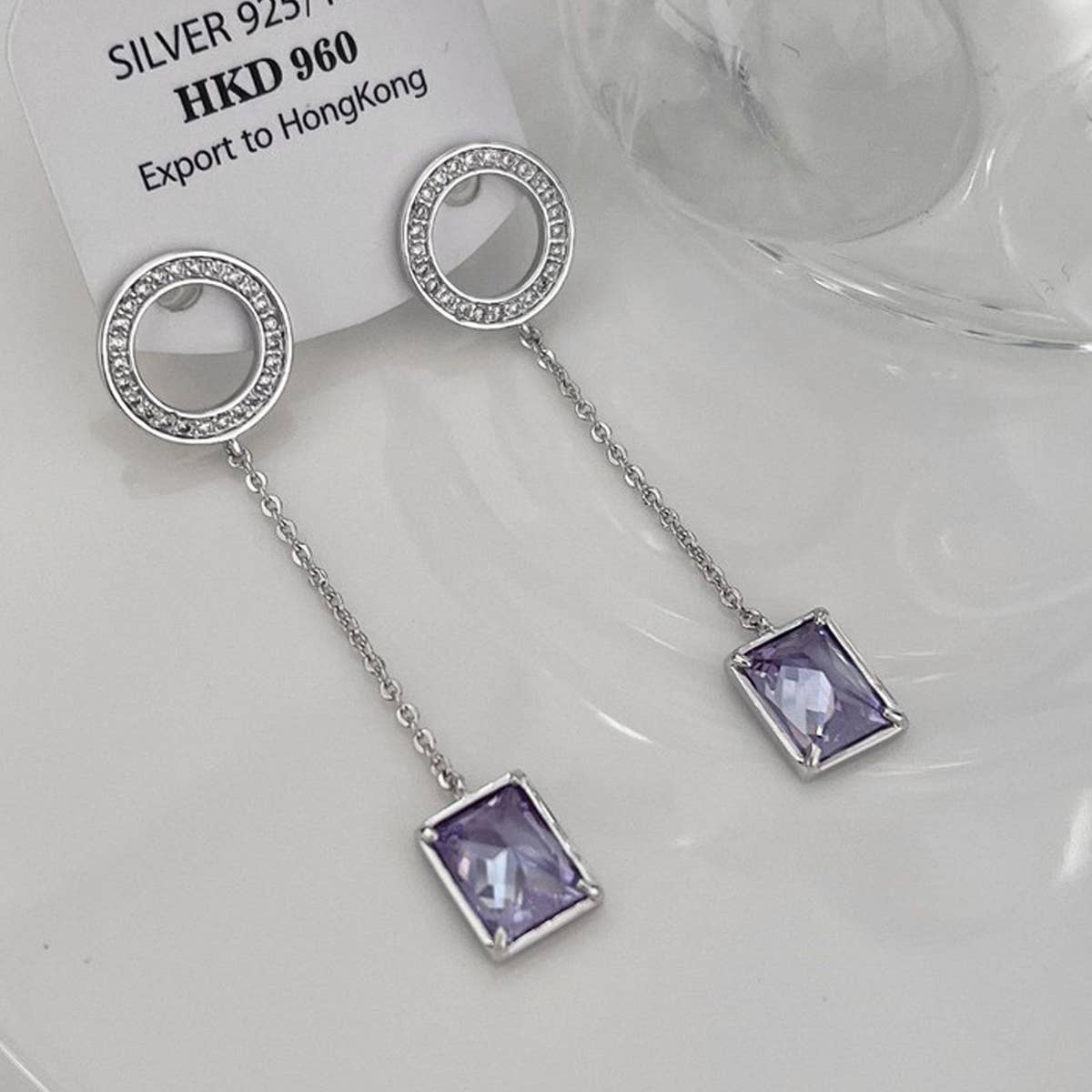 LIGHT LUXURY GEOMETRIC RING SQUARE STUD EARRINGS