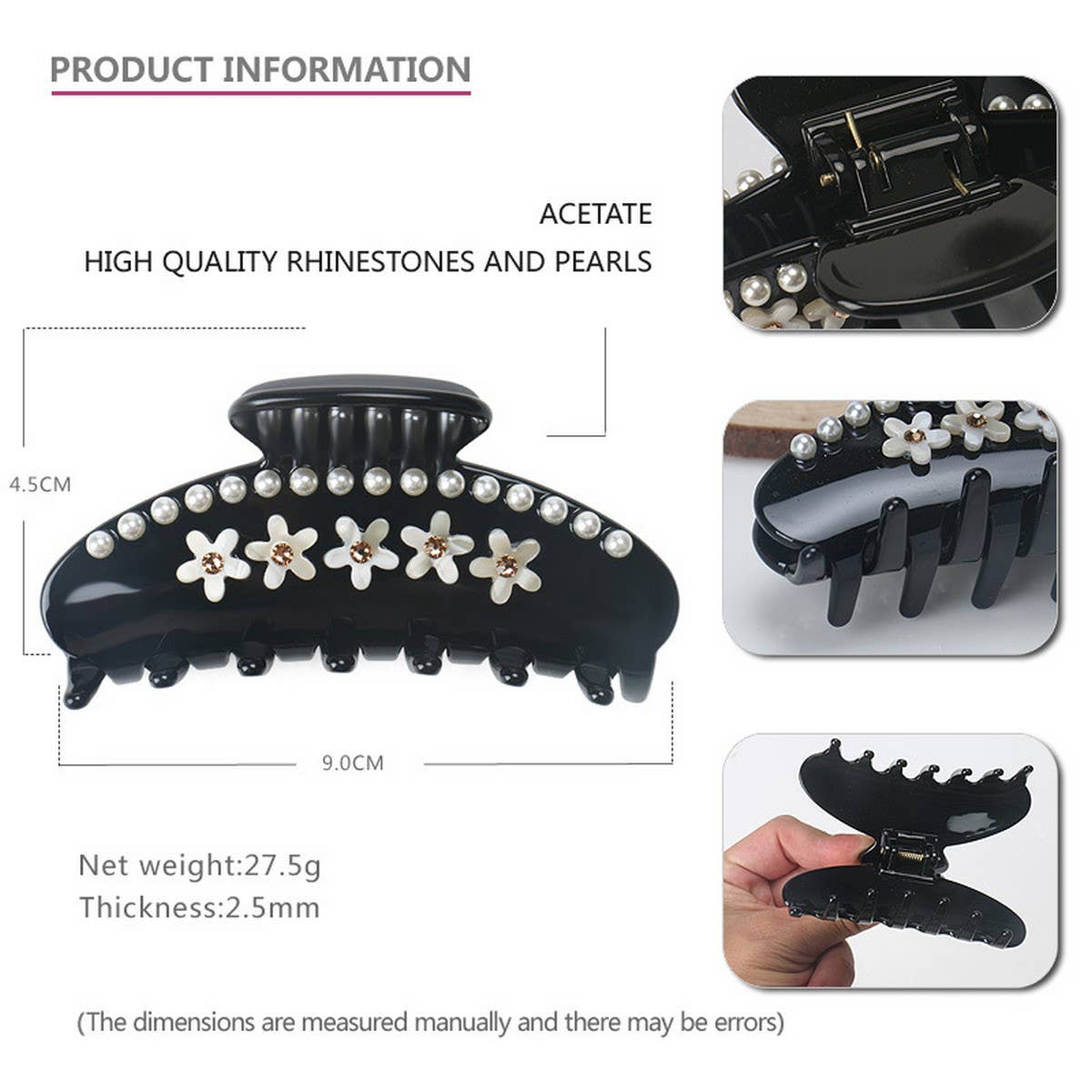 PEARL FLORAL CLIP SHARK CLIP SWEET HAIR CLIP_CWAHA4272