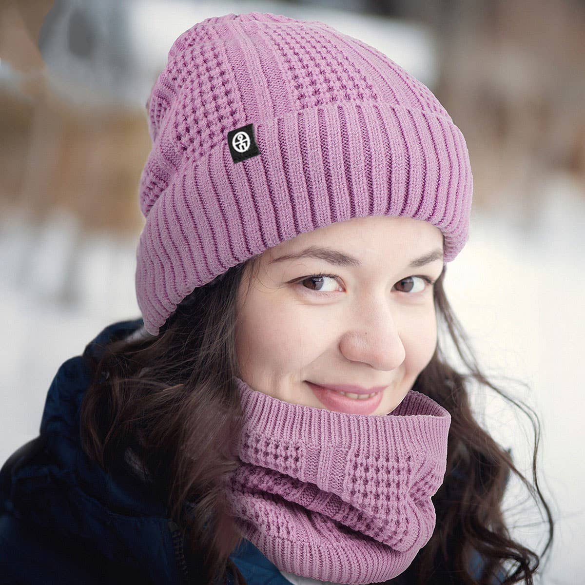 WINTER WOOL WARM PLUS FLEECE SCARF THREE PIECE SET