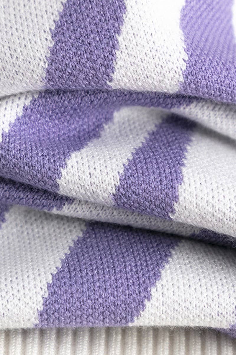 CWOCAL00673_SINGLE BUTTON STRIPED KNIT CARDIGAN