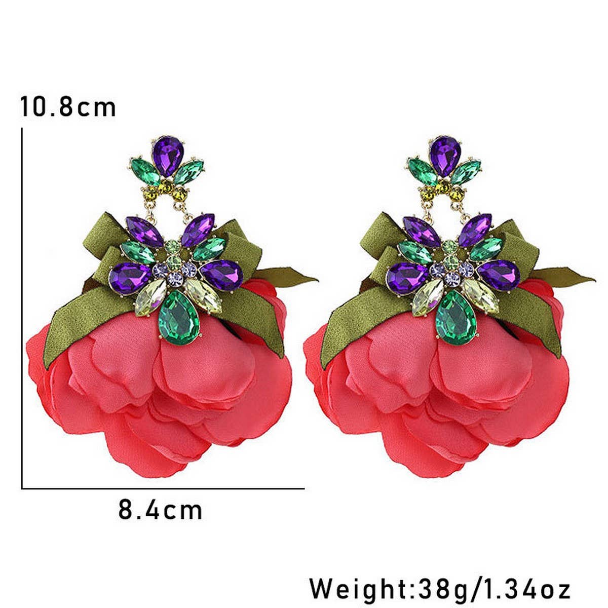 Handmade Floral Fabric Earrings Elegant Woman's
