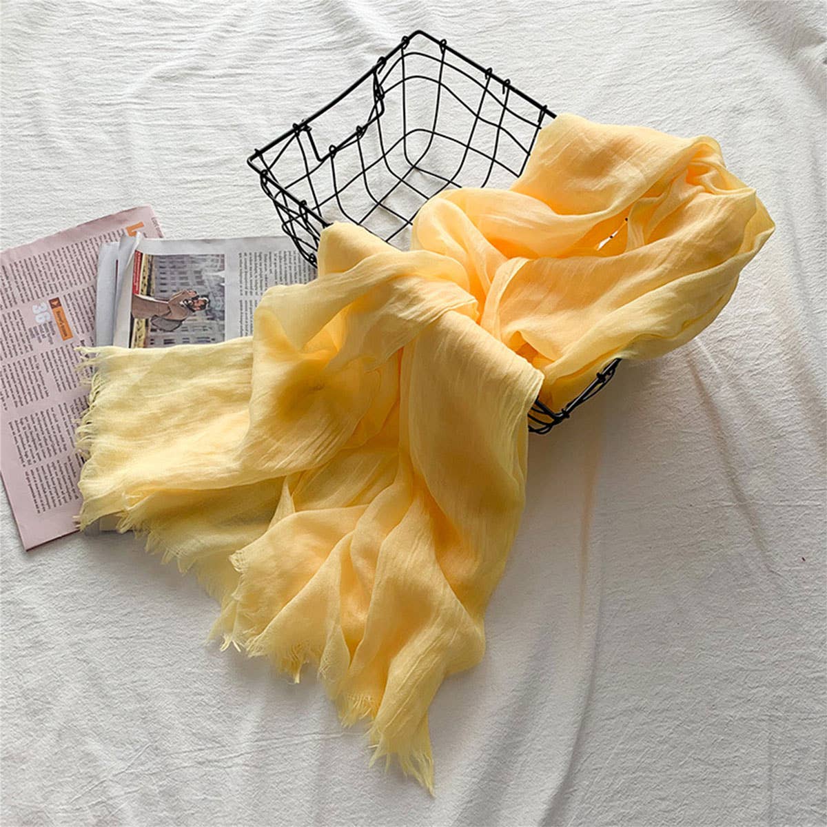 Cotton Linen Solid Color Beach Shawl Scarf