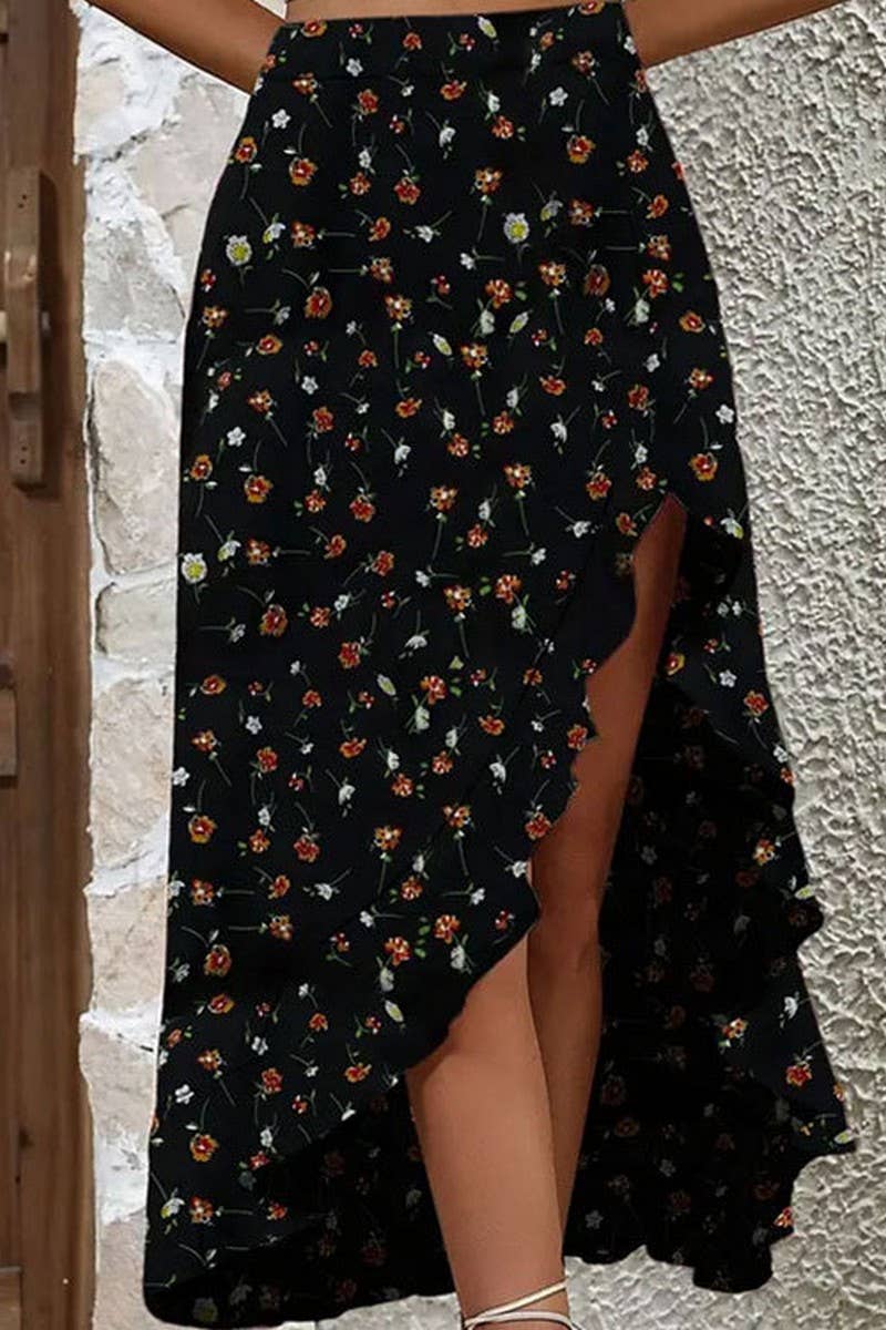CWBLS0441_SUMMER ROMANTIC AND ELEGANT FLORAL IRREGULAR SKIRT
