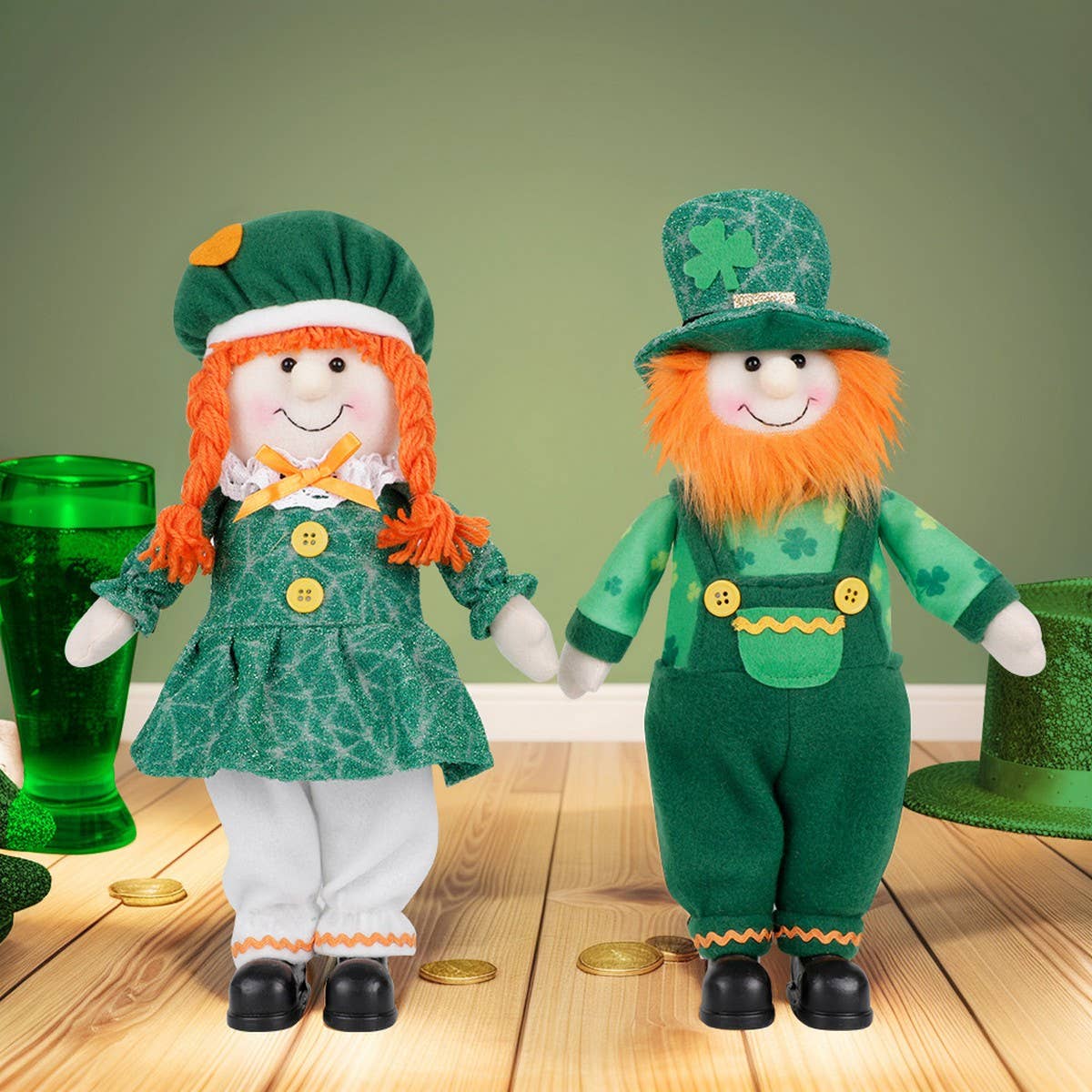 ST. PATRICK GIRL DOLL GIFT STANDING FIGUREORNAMENTS_CWMM3450
