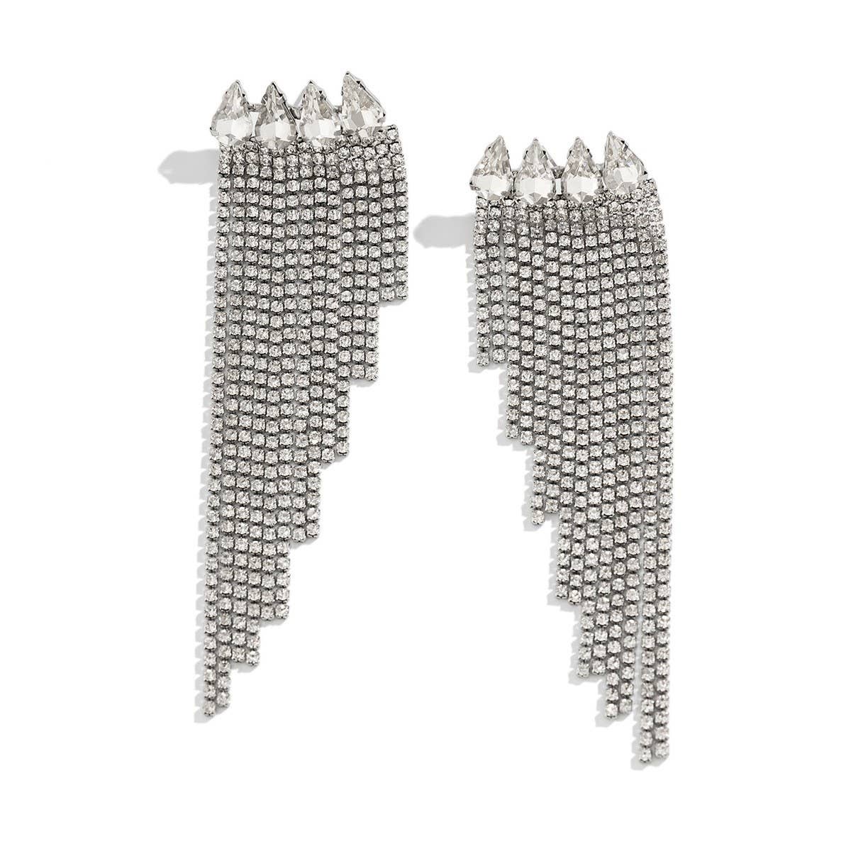 FRENCH STYLE TASSEL RHINESTONE EARRINGS