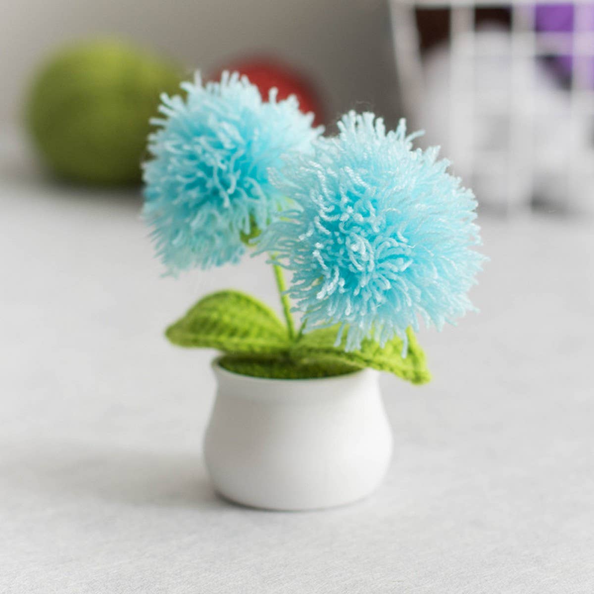 CWMM9283_HAND-WOVEN WOOL BALL ARTIFICIAL FLOWER POT