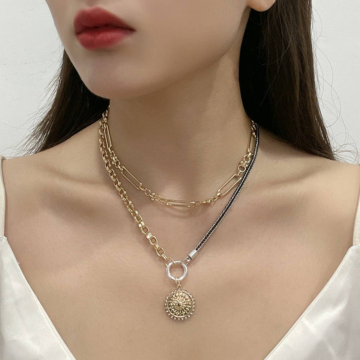 WOMEN'S STACKING NECKLACE SNAKE CROSS PENDANT