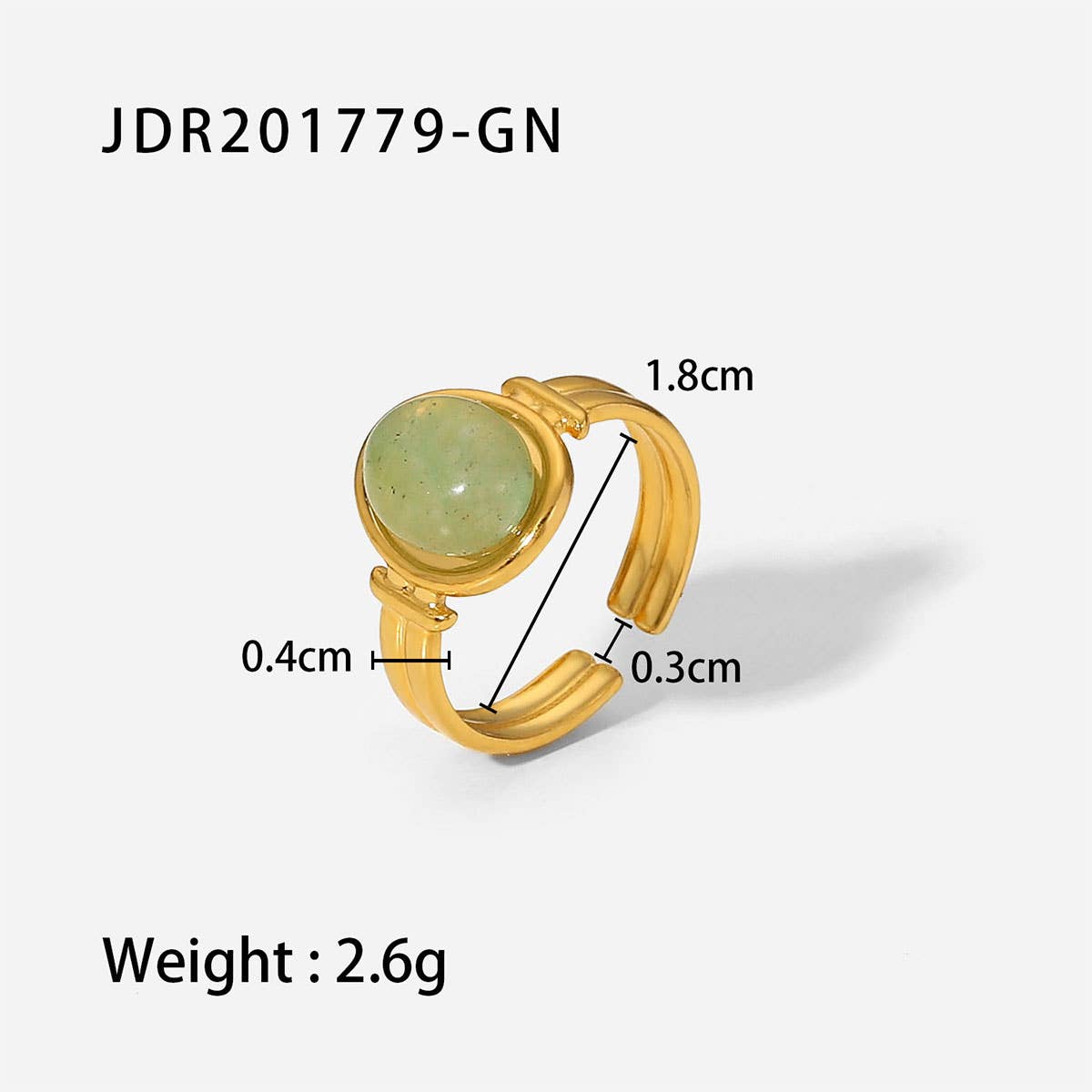 GOLD STAINLESS STEEL INLAID NATURAL STONE RINGS