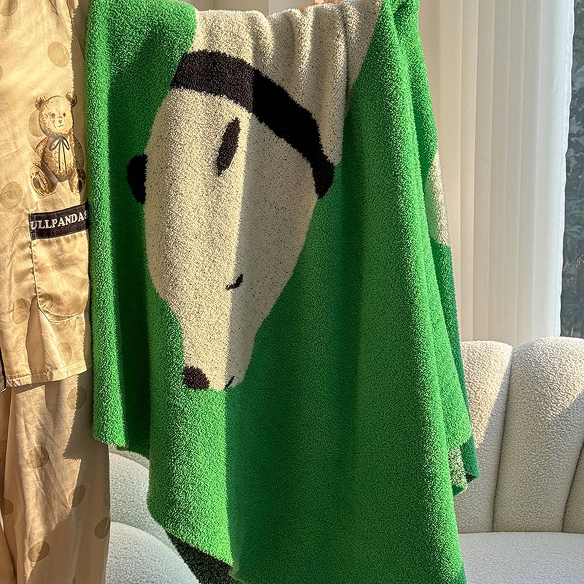 SIMPLE POLAR BEAR KNITTED THROW BLANKET THICKENED_CWMM2380