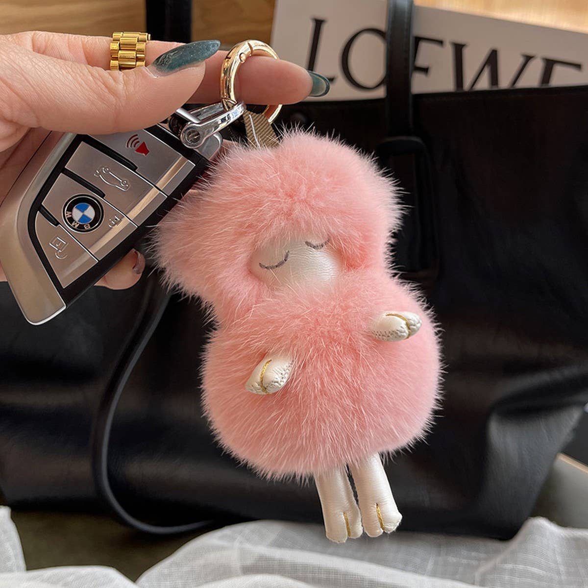 CUTE PLUSH LAMB CAR KEYCHAIN BAG PENDANT GIFT