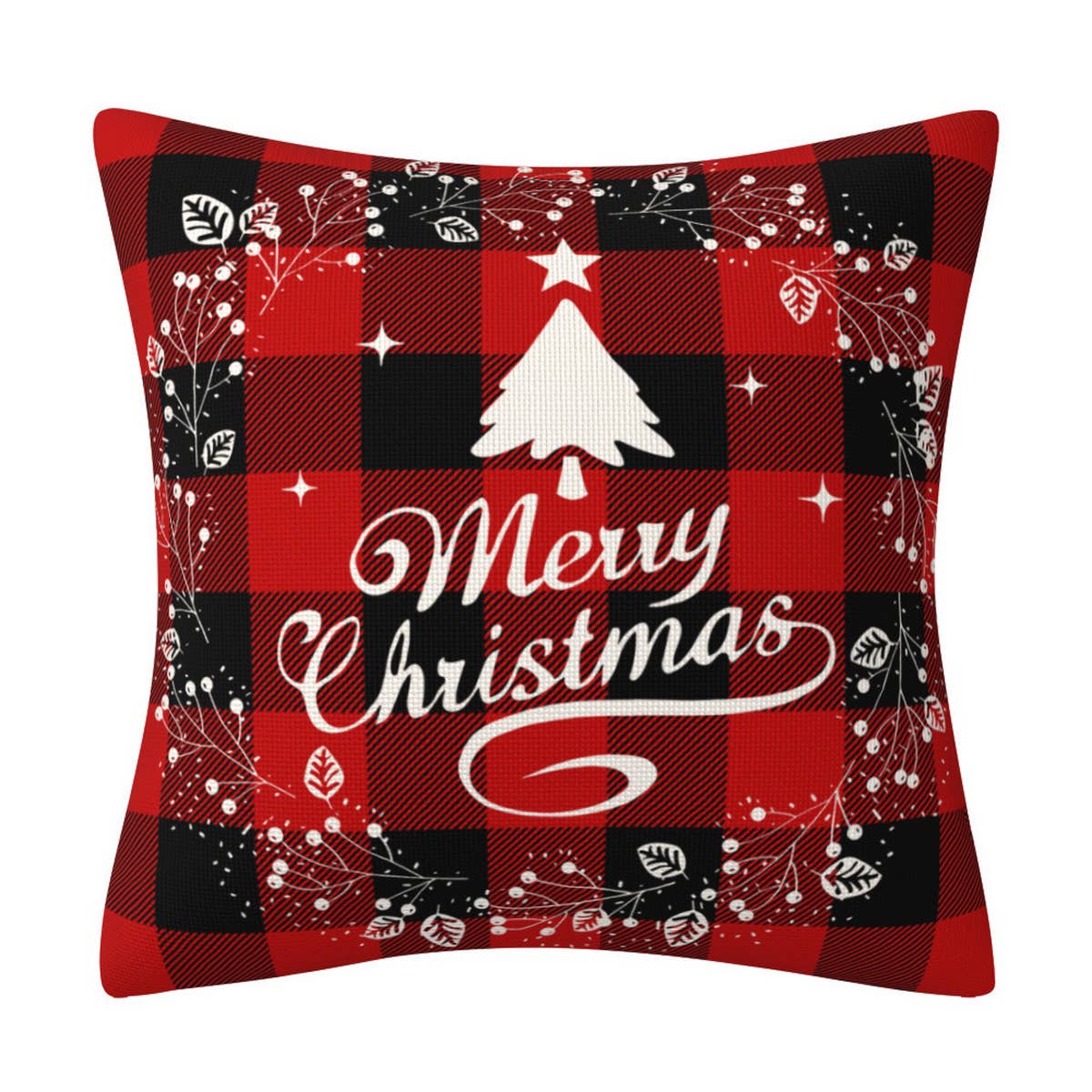 CHRISTMAS FESTIVE RED PLAID SNOWMAN PILLOWCASE