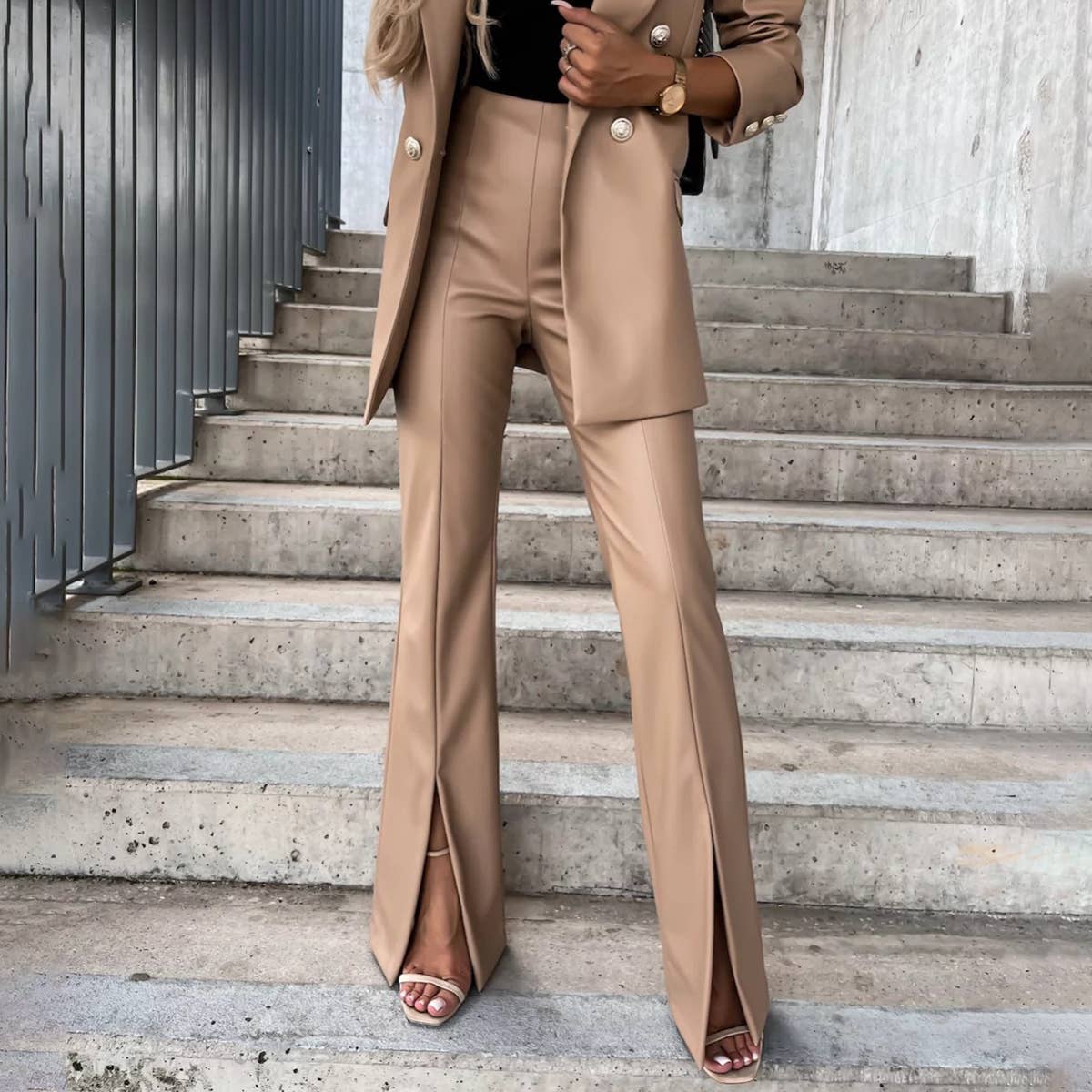 SLIM TEMPERAMENT SEXY CASUAL SPLIT LEATHER PANTS