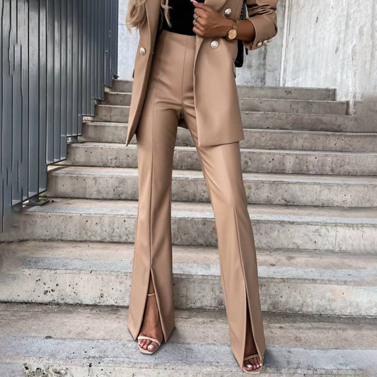 SLIM TEMPERAMENT SEXY CASUAL SPLIT LEATHER PANTS