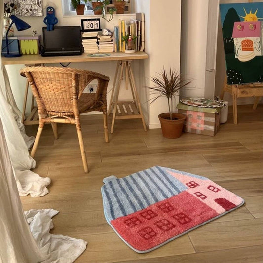Cute House Plush Rug, Soft Mat for Kids' Bedroom