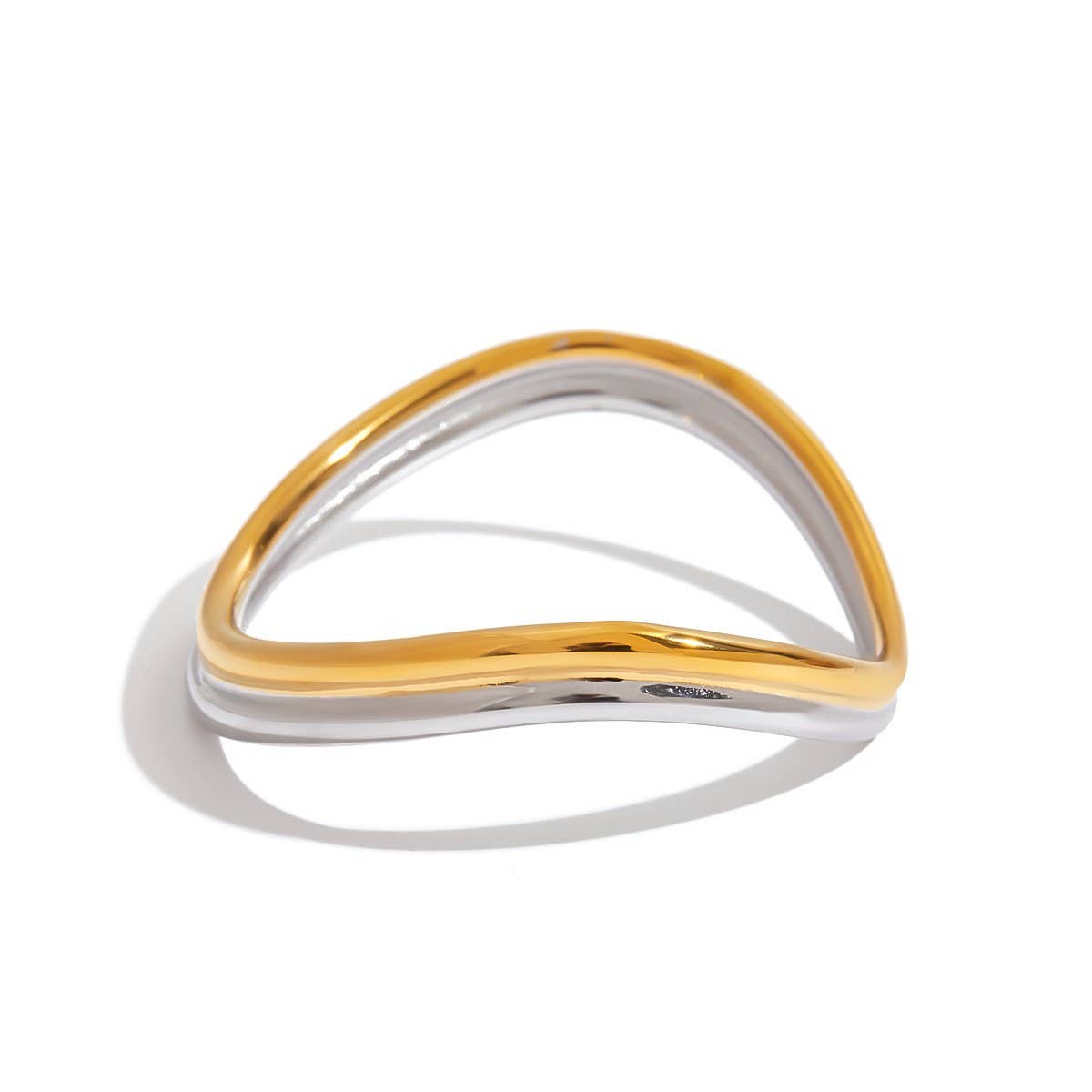 Gold-Silver Wave Bangle in 18K Stainless Steel