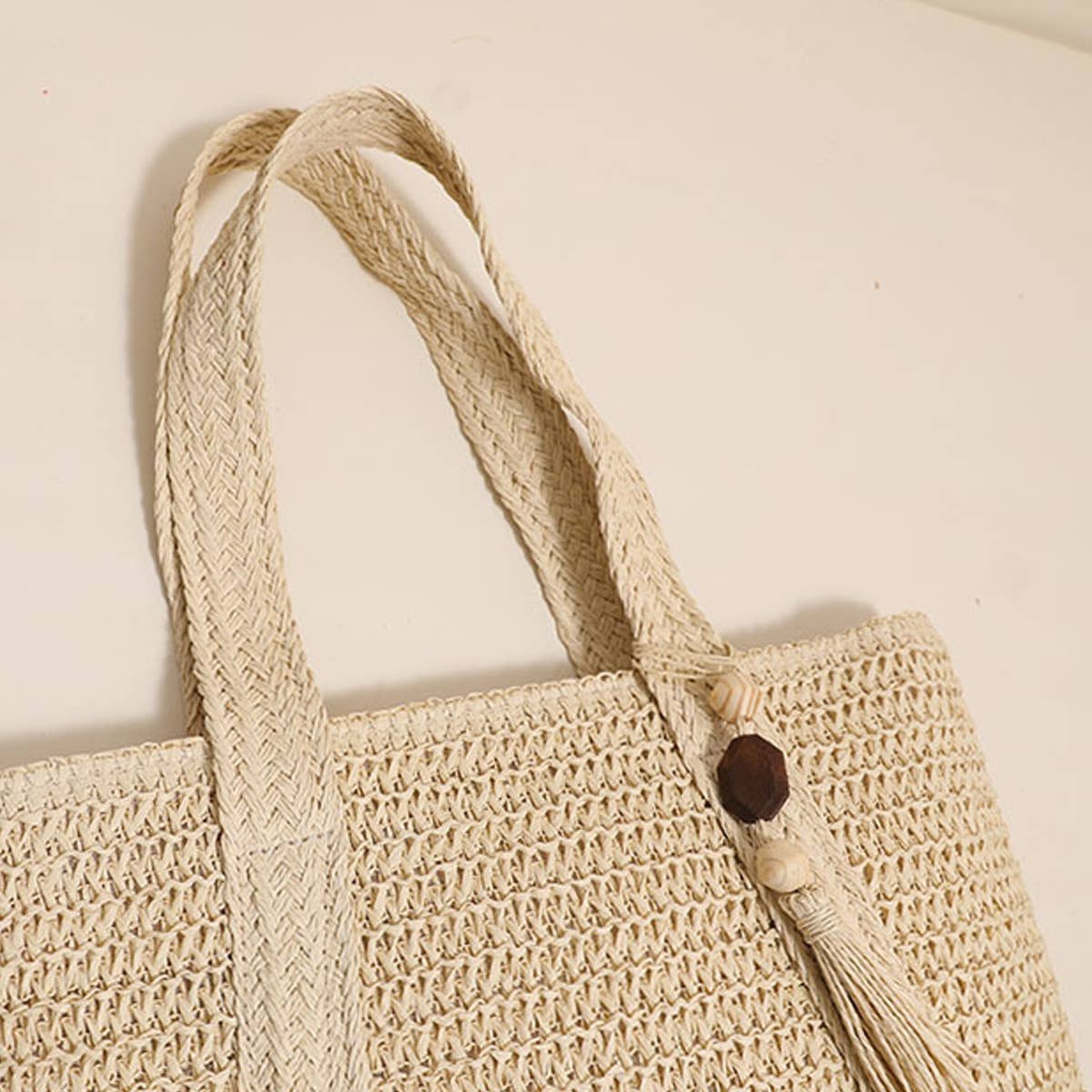 SOLID COLOR ONE SHOULDER BEACH STRAW BAG_CWAB1866