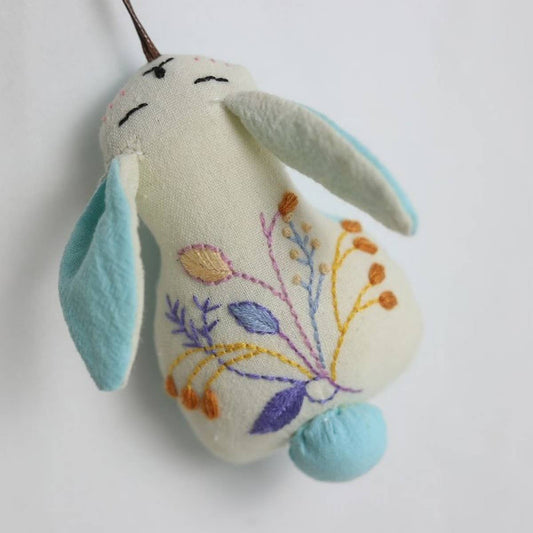 Hand-Embroidered Flower Fruit Bunny Plush Charm