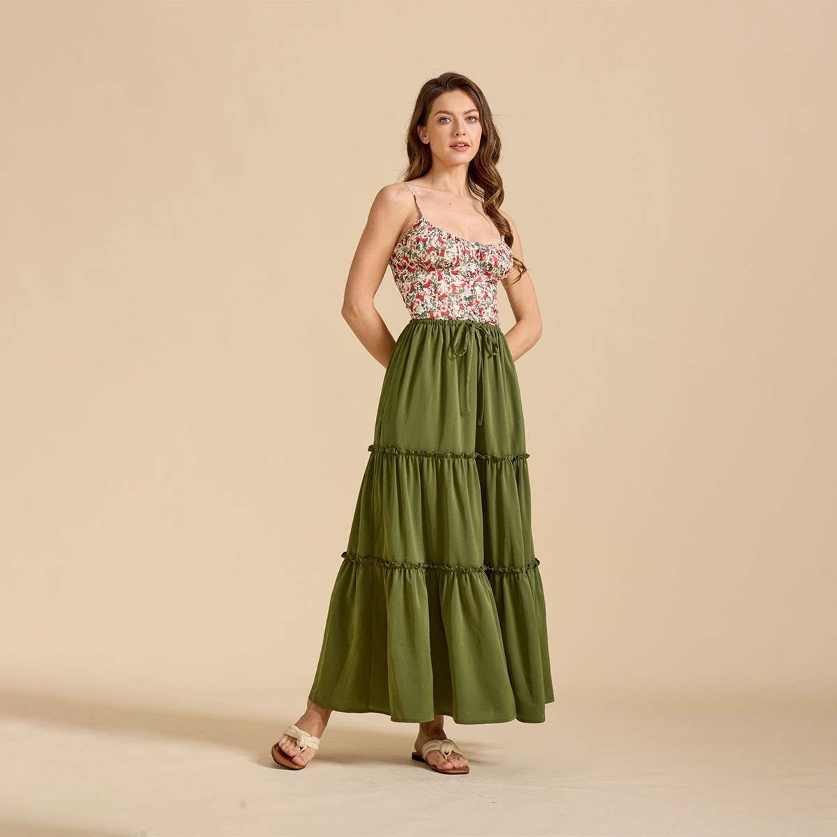 HIGH WAIST ELASTIC MAXI SKIRT WITH ADJUSTABLELACES