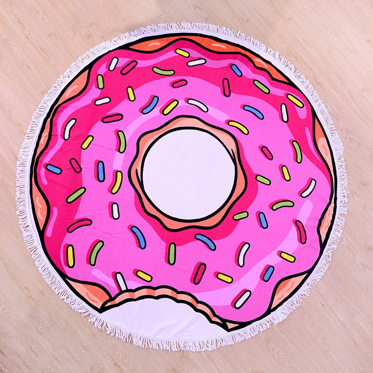 Round Microfiber Tassel Beach Towel Blanket