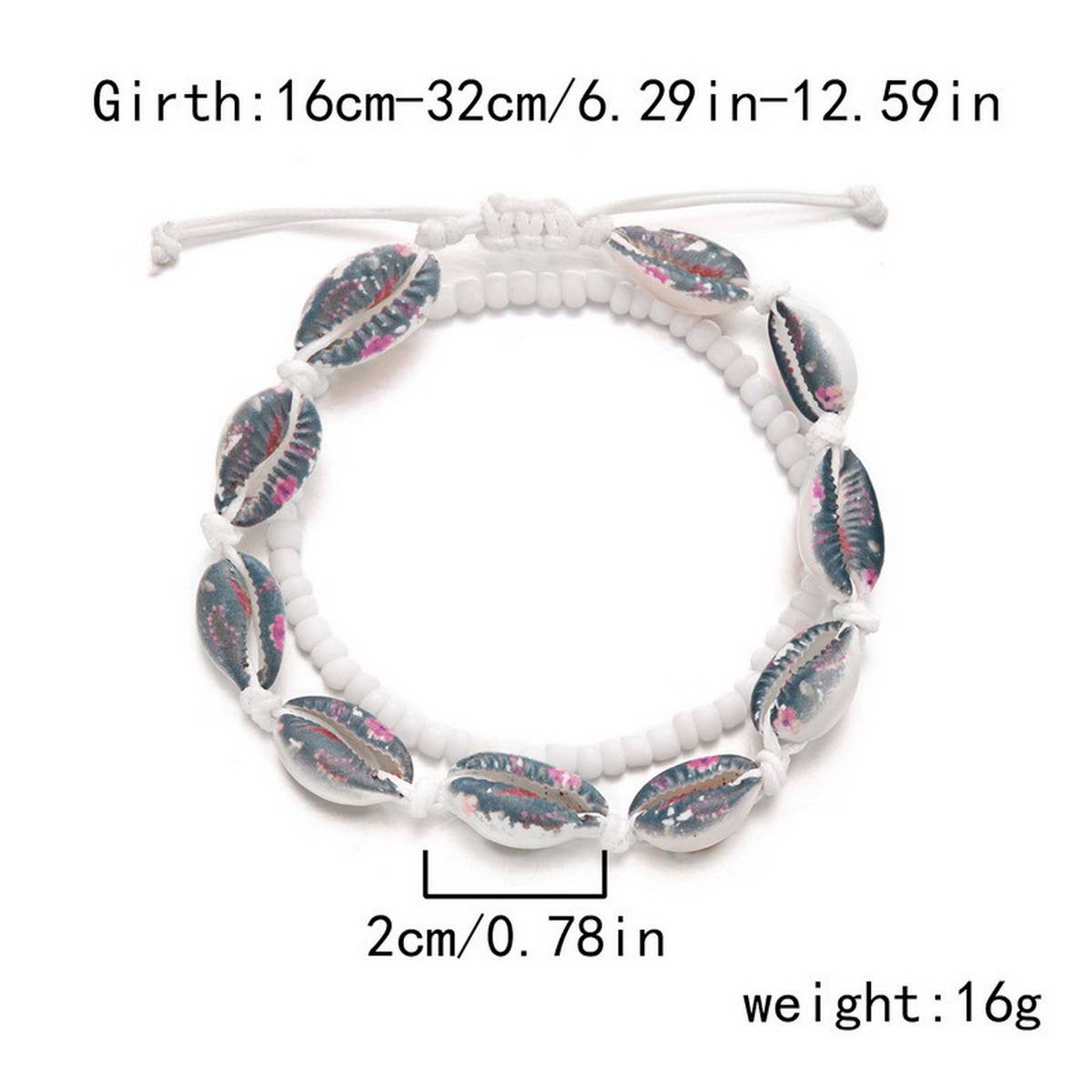 HAND-WOVEN BEACH COLORED SHELL RICE BEAD BRACELET