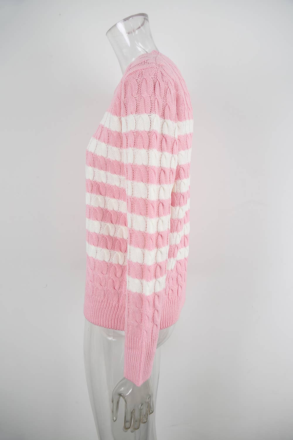 Twisted and color-blocked round-neck sweater