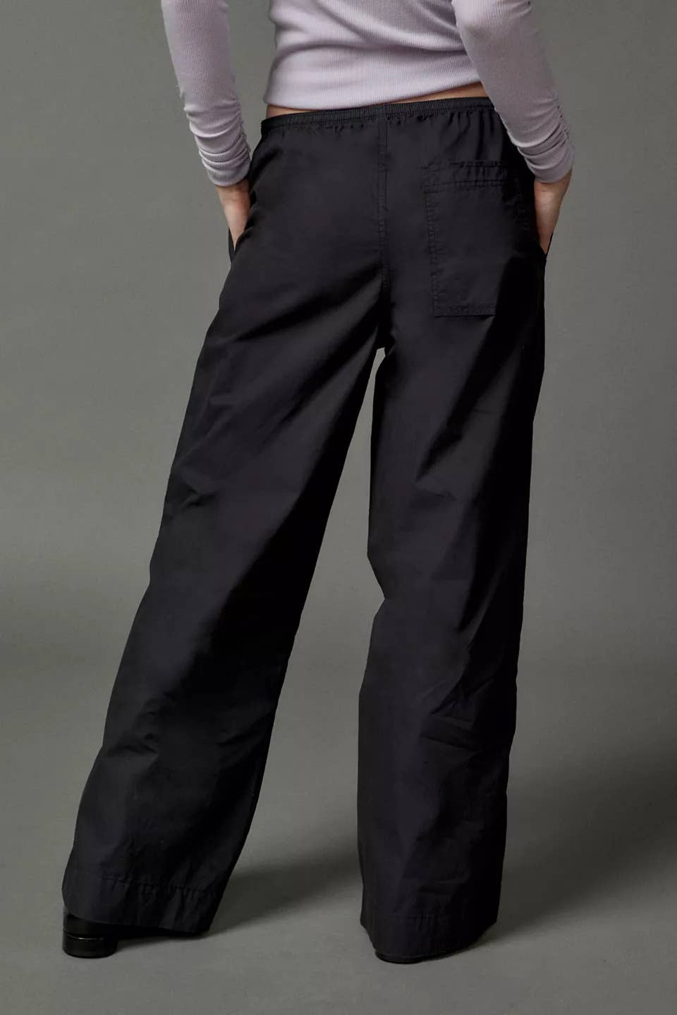 Striped street drawstring straight-leg pants