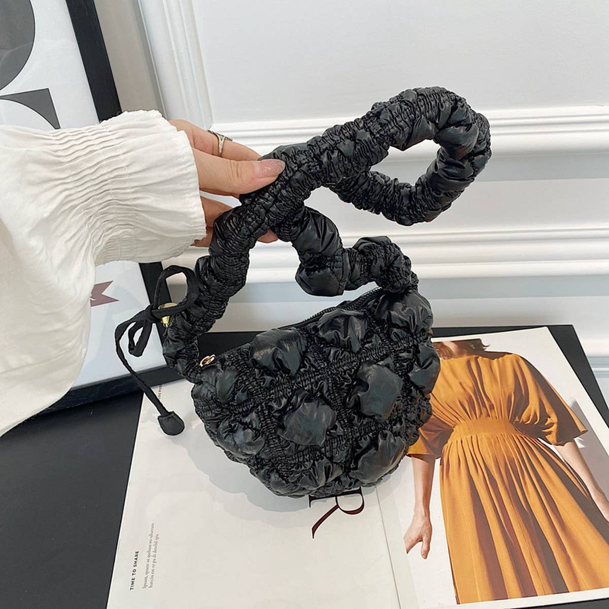 Cloud Bag Shiny Puffy Dumpling Shoulder Purse_CUAB00505