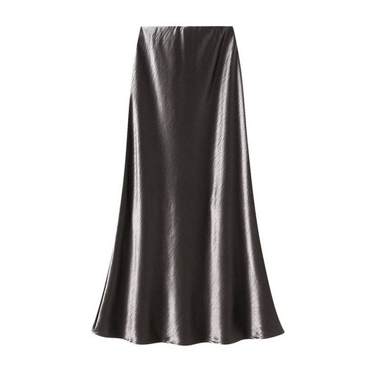 Satin Fishtail Midi Skirt with Slimming Fit