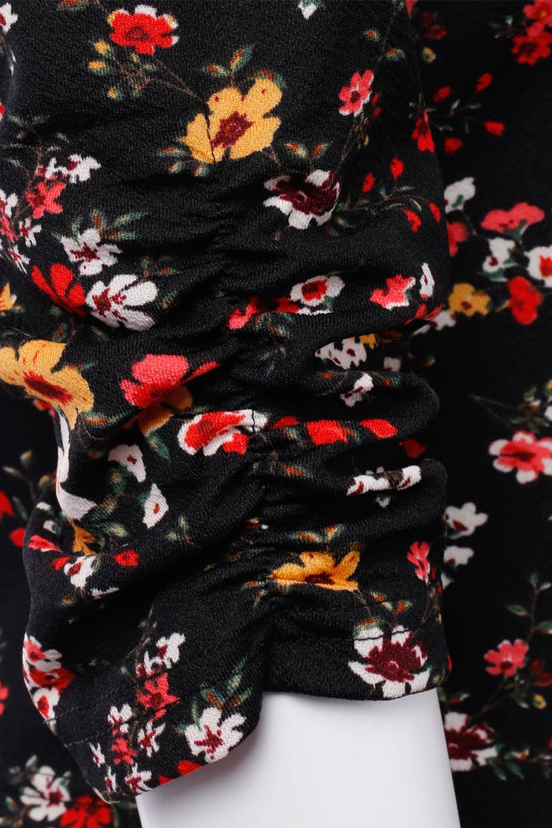 CWOBL091_Casual Work Ruched 3/4 Slv Open Front Blazer Jacket