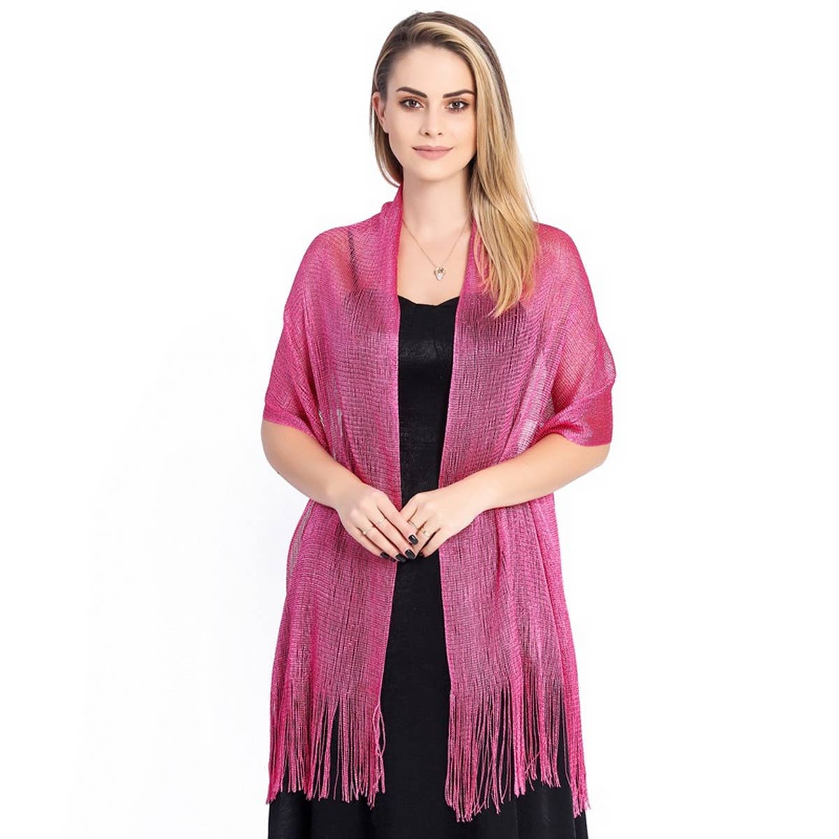 FASHIONABLE GOLD AND SILVER SILK SHAWL