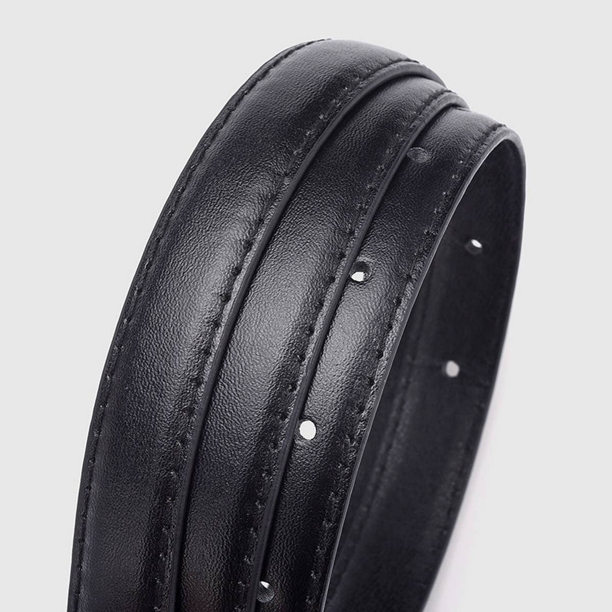 CWABE0877_SIMPLE SILVER BUCKLE DECORATIVE THIN BELT