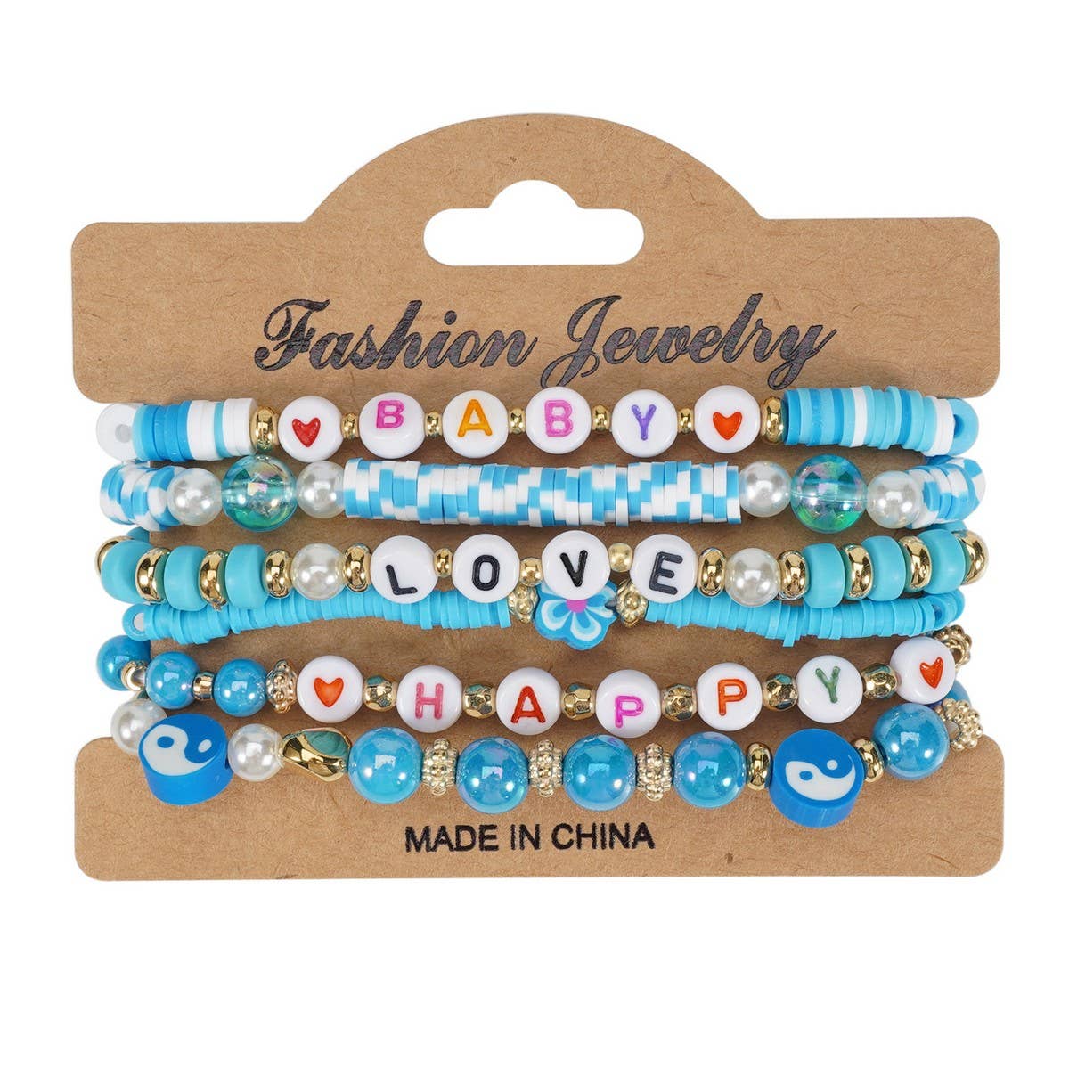 CWAJE05700_CUTE SMILEY RAINBOW BEADED FRIENDSHIP BRACELET