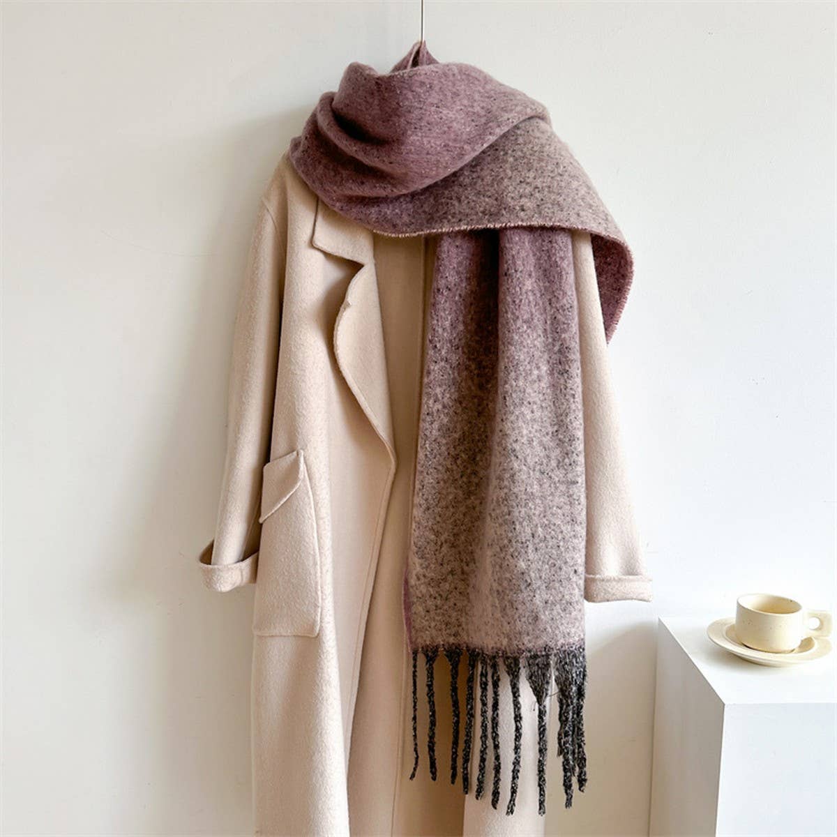 Thick Ombre Scarf Cashmere Touch Winter Shawl