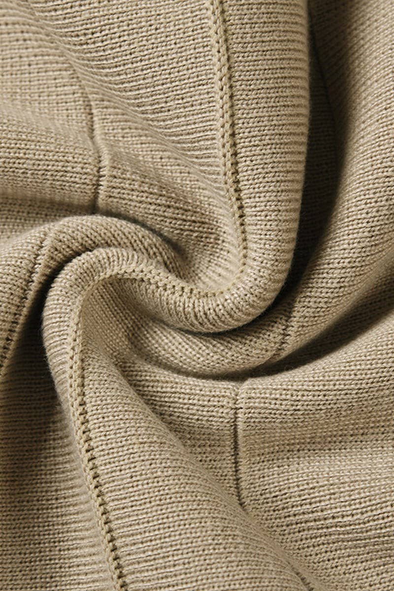 CWDSD6463_V-NECK TIE PLEATED KNITTED SHORT A-LINE DRESS