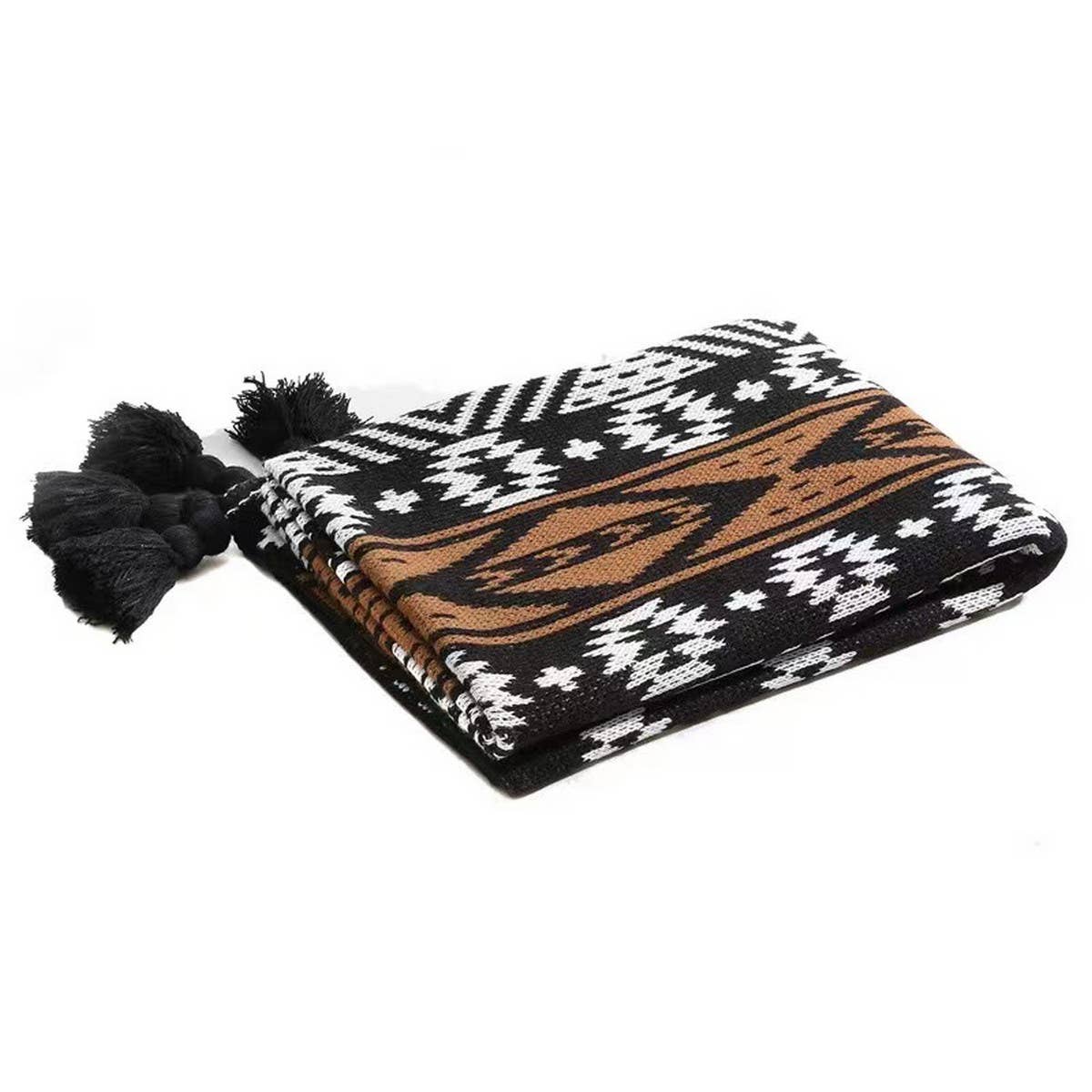 KNITTED GEOMETRIC STRIPE SOFA BLANKET