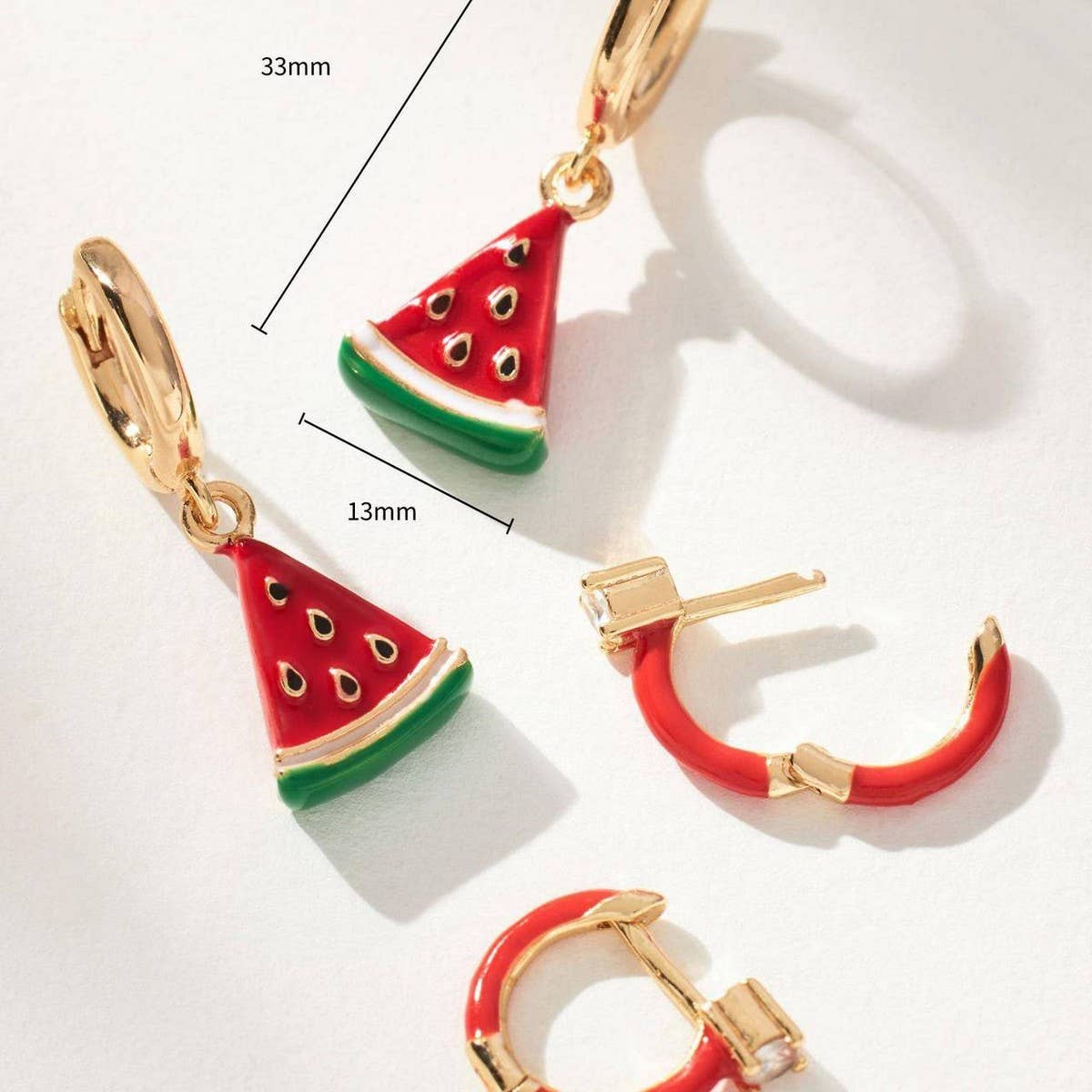 Colorful Fruit Zircon Earrings Stainless Steel