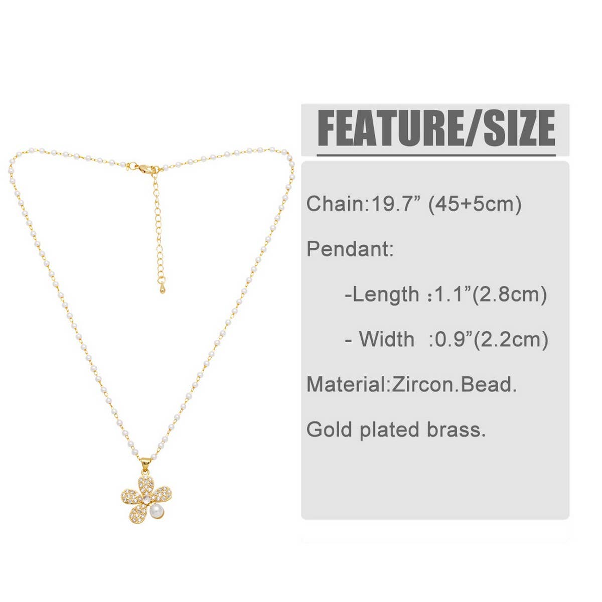 FASHIONABLE DIAMOND INLAID FLOWER PEARL NECKLACE