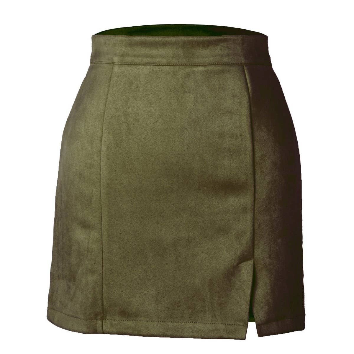 SUEDE HIP-HUGGING MINISKIRT HIGH WAIST ZIPPER SKIRT_CWAB4796