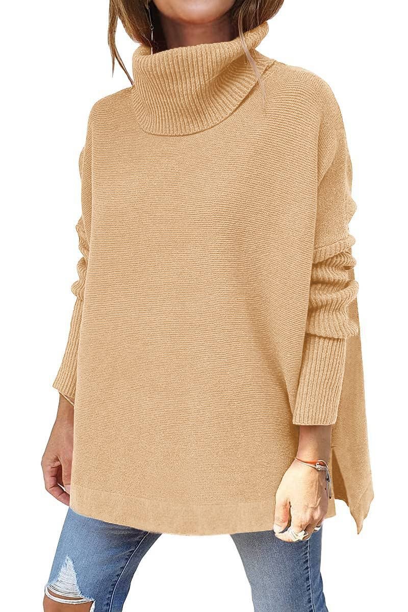 Bat sleeves and a cinched waist pullover sweater