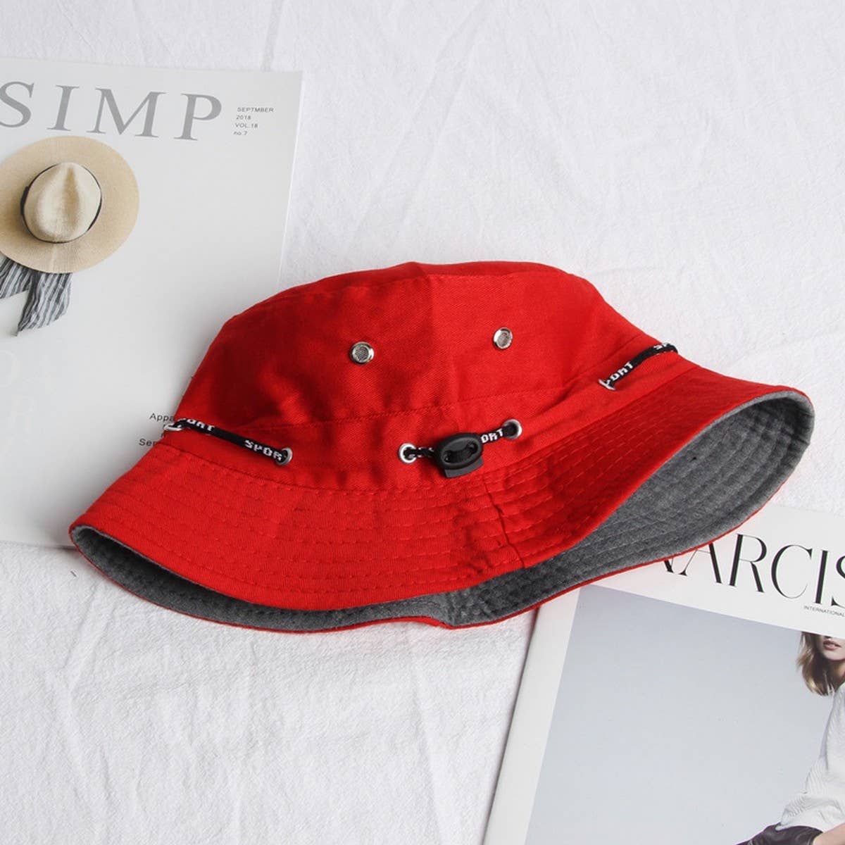 CWAH1519_SOLID COLOR CASUAL REVERSIBLE SUNSCREEN BUCKET HAT