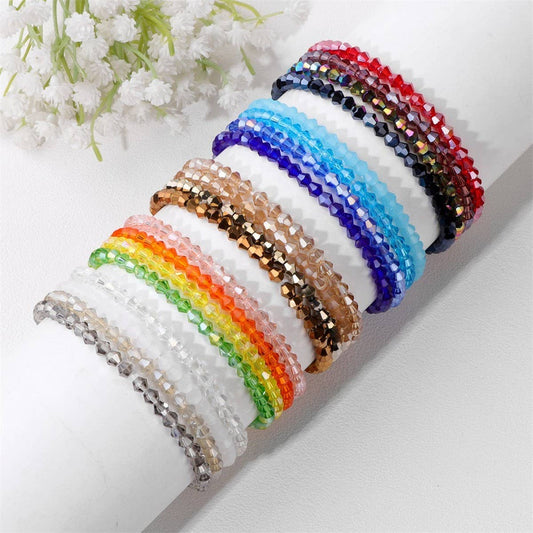 CWAJE4230_ARTIFICIAL CRYSTAL ELASTIC BRACELET SET OF FOUR