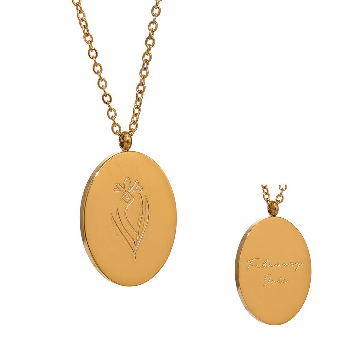 GOLD STAINLESS STEEL DECEMBER FLOWER NECKLACE