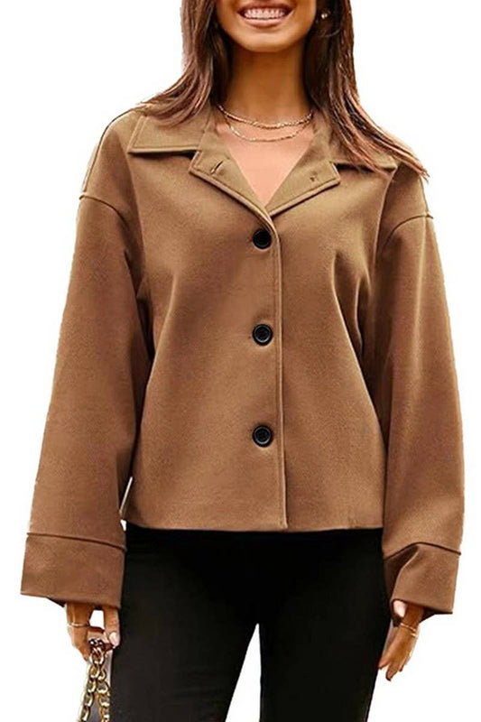 CWOCO0986_SOLID COLOR LAPEL SINGLE-BREASTED SHORT SUIT COAT