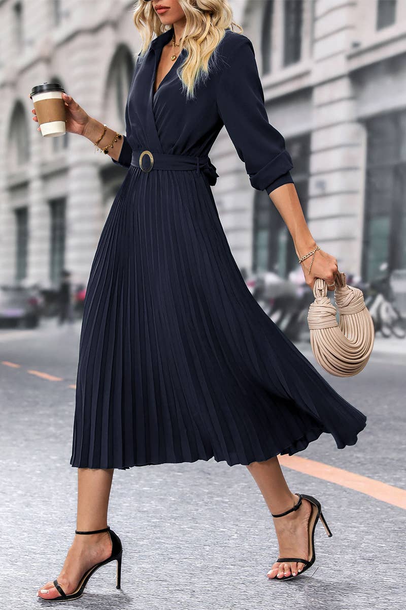 CWDMD4443_SPRING AND AUTUMN HIGH-END SOLID COLOR DRESS