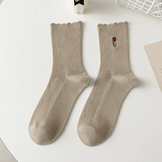 WOMEN'S PREPPY STYLE SOCKS WITH LACE EMBROIDERY