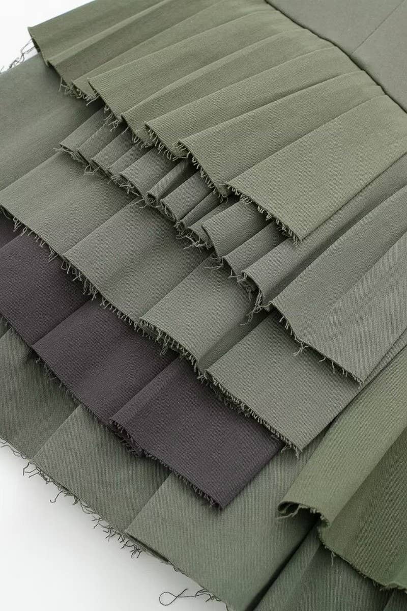 CWDSD6656_U-NECK SLEEVELESS WAIST RUFFLED SUSPENDER DRESS