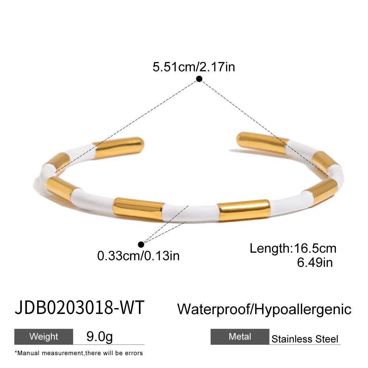 Classic 18K Gold Bamboo Pink Enamel Open Bangle