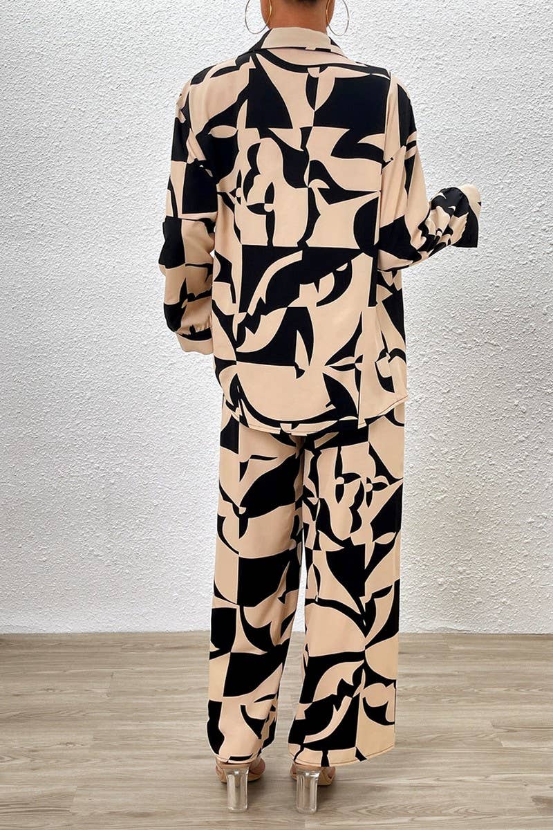 WOMENS CASUAL SUIT LONG SLEEVED TOP AND PANTS_CWTBLL0341