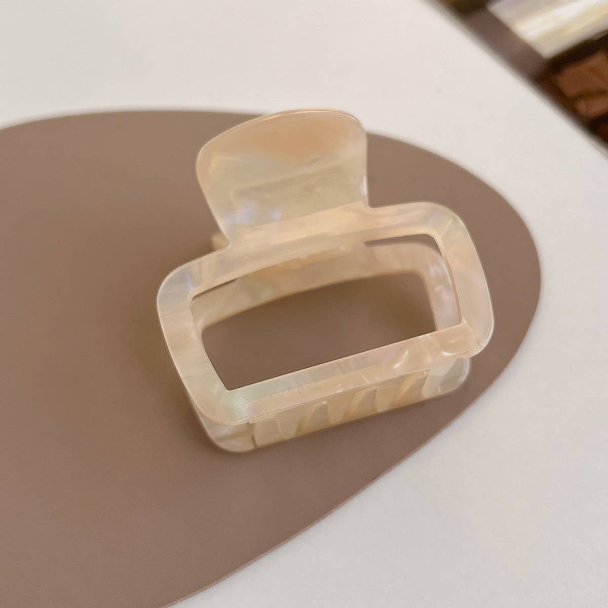 Tortoise Shell Square Hair Claw, Hollow Chic Clip